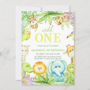 Wild one gender neutral birthday invitation