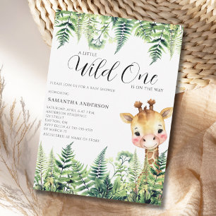 Wild One Giraffe Gender Neutral Baby Shower  Invitation