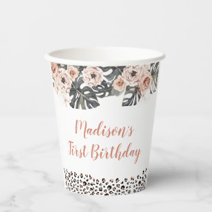 Wild One Girl Leopard Print Birthday Paper Cup