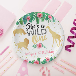 Wild One Girls First Birthday Party Paper Plate