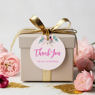 Wild One Girl's First Birthday Thank You Favour Tags
