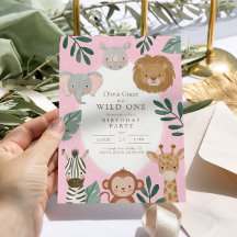 Wild One Girls' Safari Pink 1st Birthday