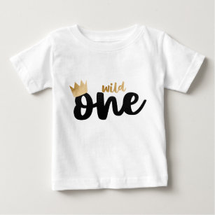 Wild One Gold Foil Crown Boy First Birthday Baby T-Shirt