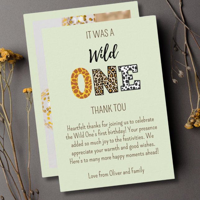 Wild One Green photo script Thank You Card (Creator Uploaded)