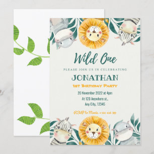 Wild One Illustration Birthday Invitation
