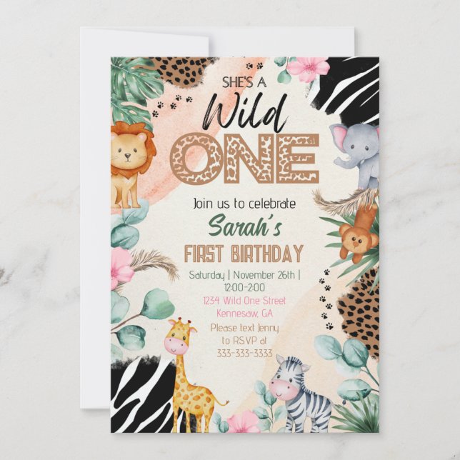 Wild One Invitation  (Front)
