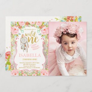 Wild One Invitation Girl Boho Dreamcatcher Party