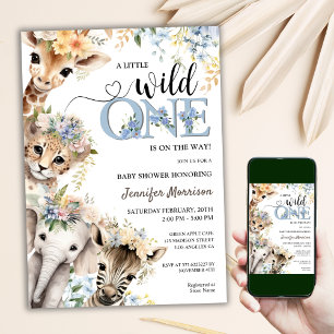 Wild One Is on the Way Boy Safari Baby Shower Invitation