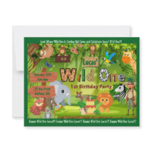 Wild One Jungle 1st Birthday Invitation