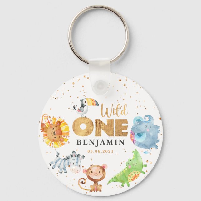 Wild One Jungle 1st Birthday Keychain (Front)