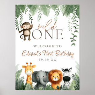 Wild One Jungle 1st Birthday Welcome Sign
