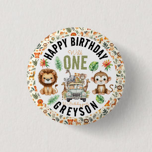 Wild One Jungle Adventure 1st Birthday 1 Inch Round Button