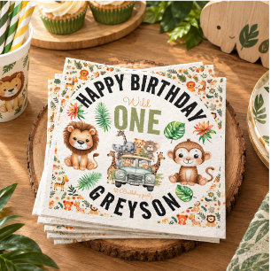 Wild One Jungle Adventure 1st Birthday Napkin