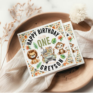 Wild One Jungle Adventure 1st Birthday Napkin