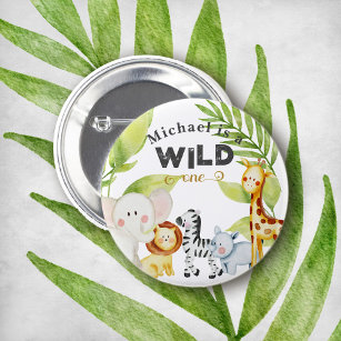 Wild One Jungle Animal Birthday 2 Inch Round Button