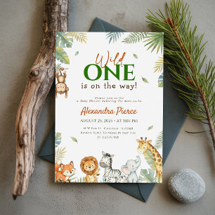 Wild One Jungle Animals Baby Shower Invitation