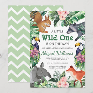 Wild One - Jungle Animals Baby Shower Invitation