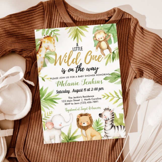 Wild One Jungle Animals Boy Baby Shower Invitation (Creator Uploaded)