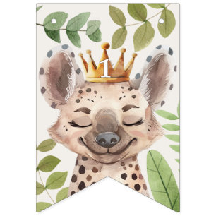 Wild One Jungle Animals Safari 1st Birthday Bunting Flags