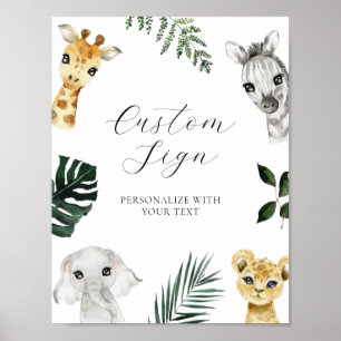 Wild One Jungle Baby Shower Custom Text Sign