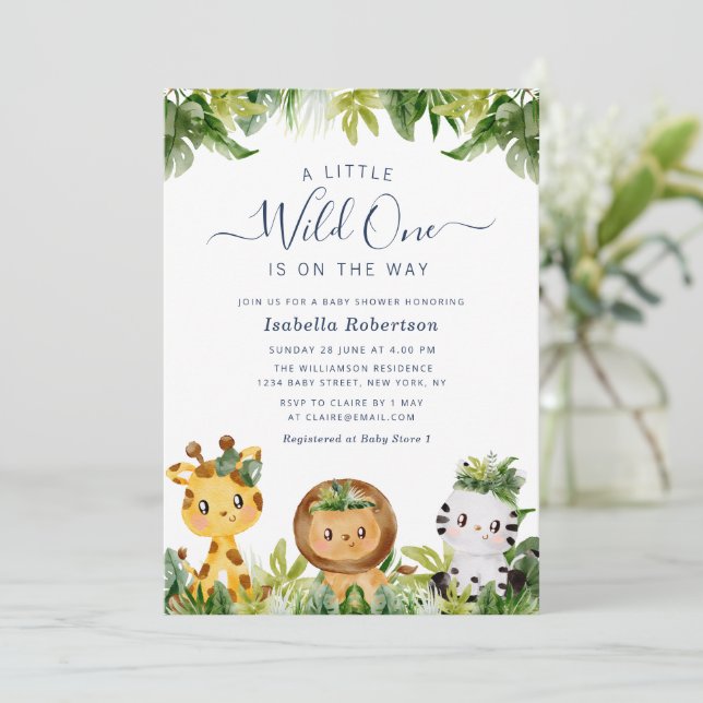 WILD ONE | jungle baby shower invitation (Standing Front)