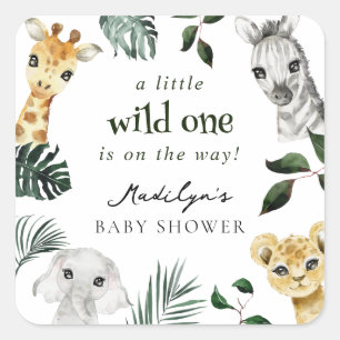 Wild One Jungle Baby Shower Square Sticker