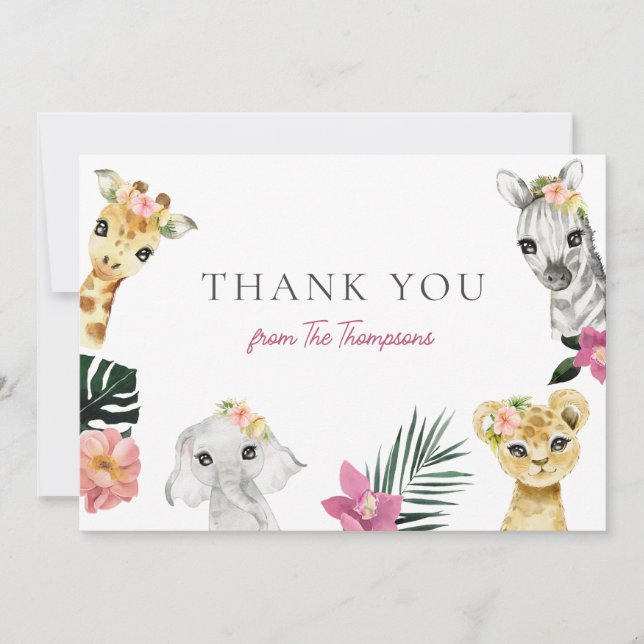 Wild One Jungle Baby Shower Thank You (Front)