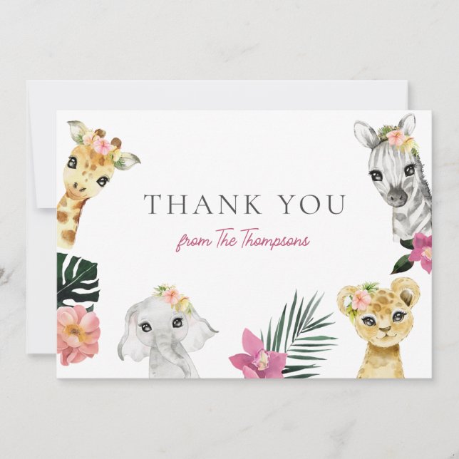 Wild One Jungle Baby Shower Thank You Card (Front)