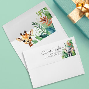 Wild One Jungle Baby Shower Watercolor Envelope