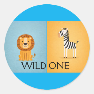 Wild One Jungle Birthday- Safari Animals Classic Round Sticker
