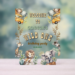 Wild one jungle first birthday party Welcome sign