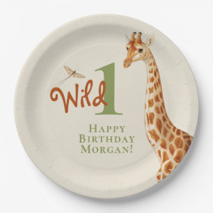 Wild One Jungle Giraffe 1st Birthday  Paper Plate
