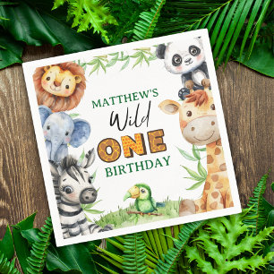 Wild One Jungle Safari 1st birthday  Napkin