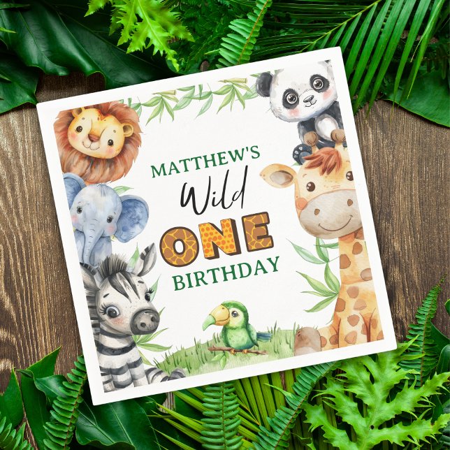 Wild One Jungle Safari 1st birthday  Napkin (Creator Uploaded)