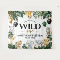 Wild One Jungle Safari 1st Birthday Party Backdrop