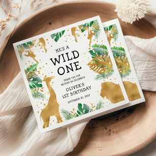 Wild One Jungle Safari 1st Birthday Party Napkin