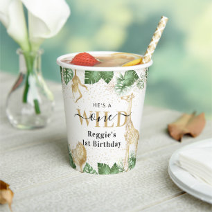 Wild One Jungle Safari 1st Birthday Party Paper Cups