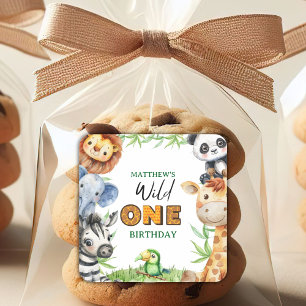 Wild One Jungle Safari 1st birthday  Square Sticker