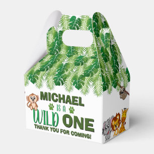 Wild One Jungle Safari Animal Birthday Thank You Favor Box