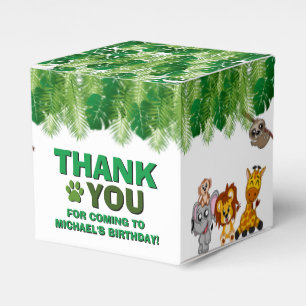 Wild One Jungle Safari Animal Birthday Thank You Favor Box