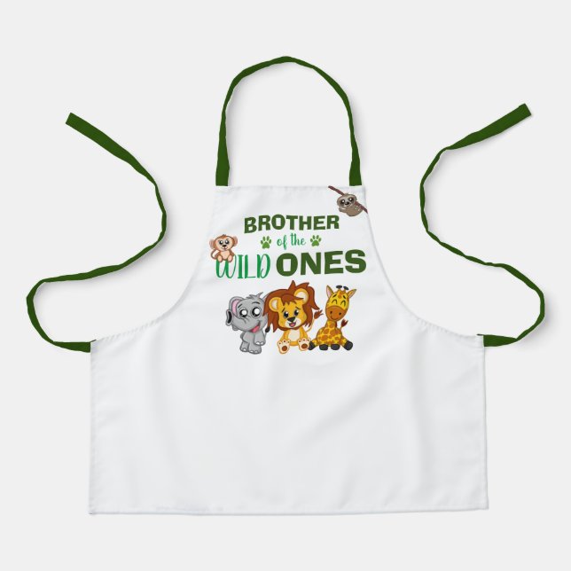 Wild One Jungle Safari Animal Twins Brother Zoo Apron (Front)