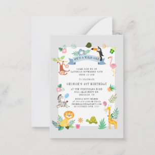 Wild One Jungle Safari Animals 1st Birthday Card