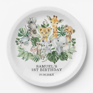 Wild One Jungle Safari Animals Birthday Party Paper Plate