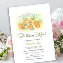 Wild One Jungle Safari Animals Boy 1st Birthday