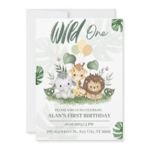 Wild One Jungle Safari Animals Boy 1st Birthday