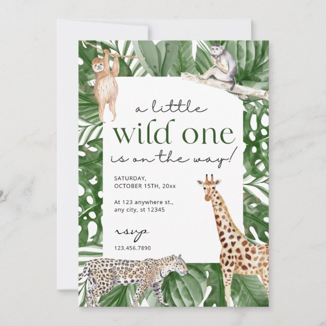 Wild One Jungle Safari Animals Boy Baby Shower Invitation (Front)