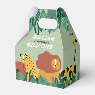 Wild One Jungle Safari Animals First Birthday Favor Box