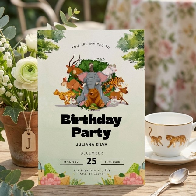 Wild One Jungle Safari Animals Kids Birthday  Invitation (Creator Uploaded)