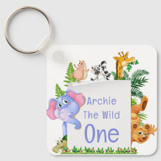 Wild One Jungle Safari Baby 1st Birthday Cute Baby Keychain