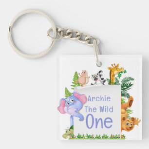 Wild One Jungle Safari Baby 1st Birthday Cute Baby Keychain